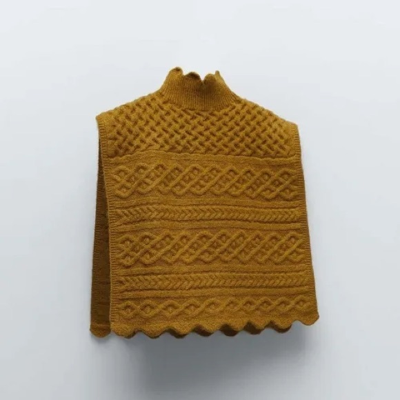 Zara Turtleneck Cape Sweater Vest High Ribbed Neck Sz.M - Picture 2 of 8